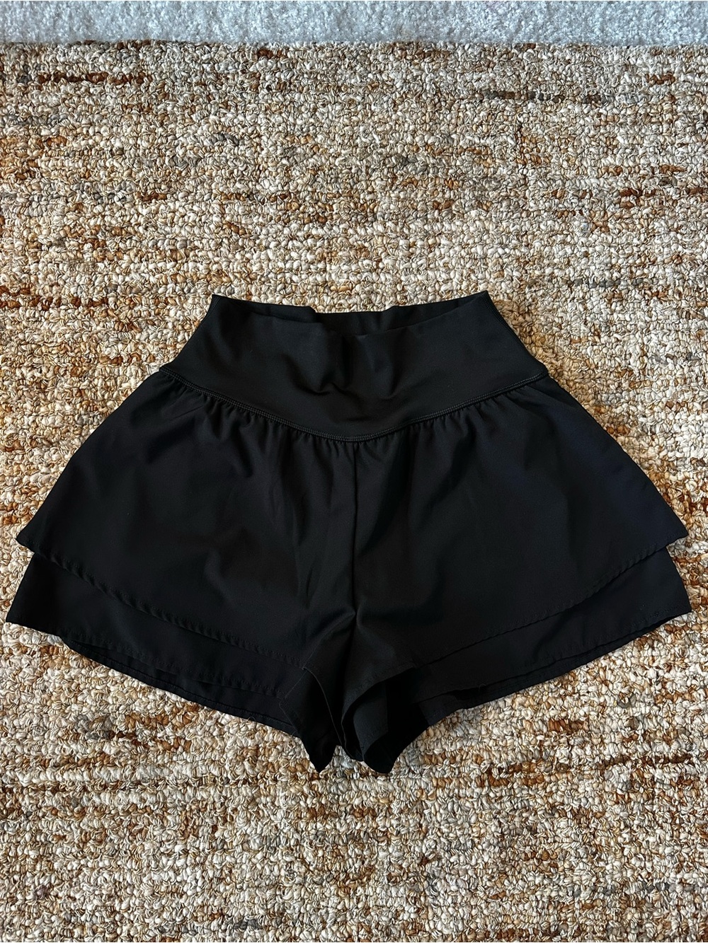 Black Women's Flirty 2 in 1 Layered Skort with High Waist